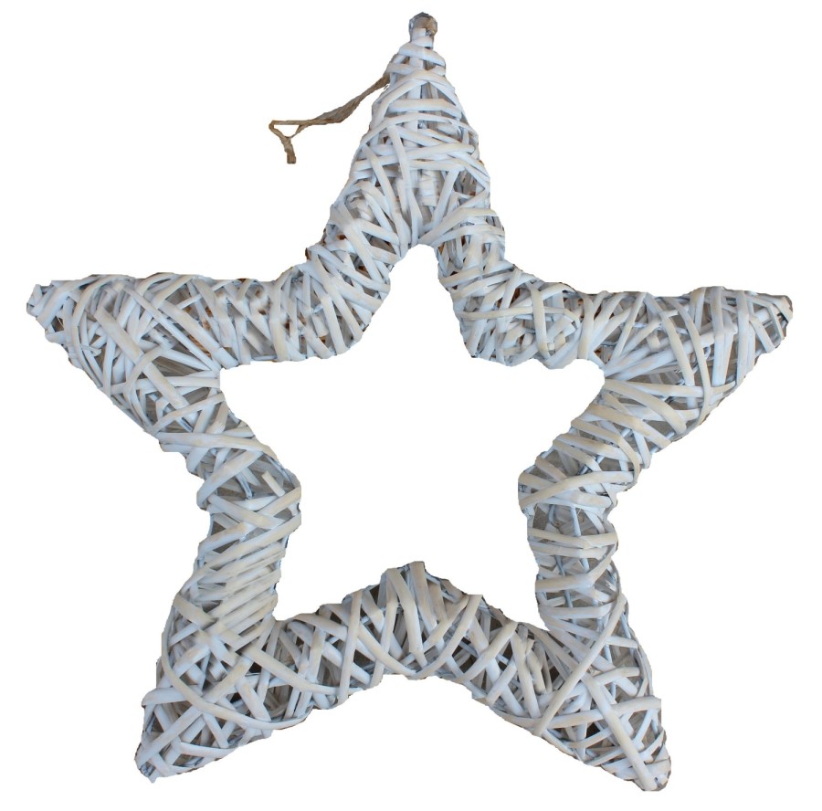 Click to view product details and reviews for White Wash Wicker Open Star Christmas Decoration.