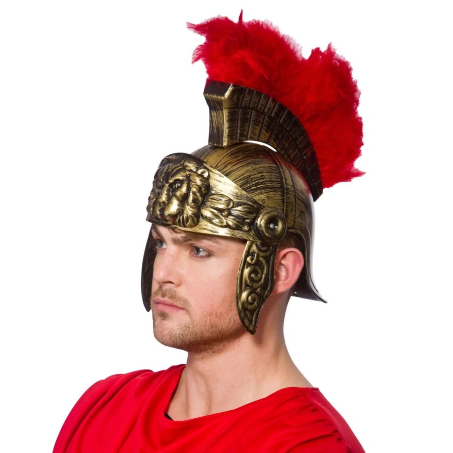 Click to view product details and reviews for Adults Roman Soldier Helmet Red Feathers Fancy Dress.