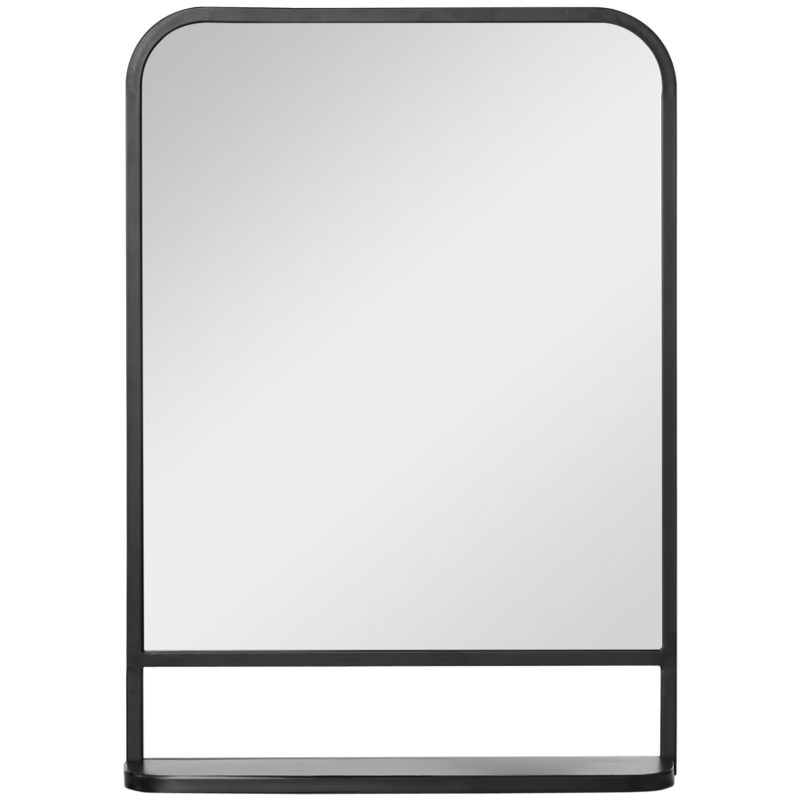 Coffire Homcom Modern Square Wall Mirror With Storage Shelf, 70 X 50 Cm Mirrors For Living Room, Bedroom, Black