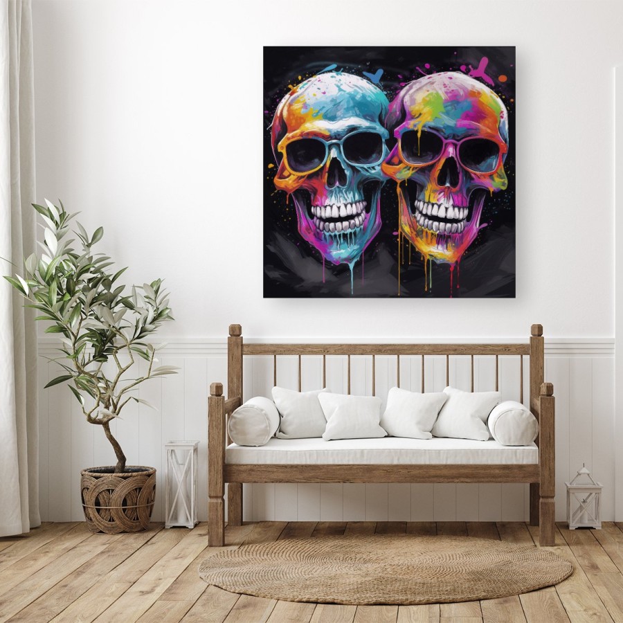 Click to view product details and reviews for Splashart Happy Skeletons In Glasses Canvas Large 30 X 30.