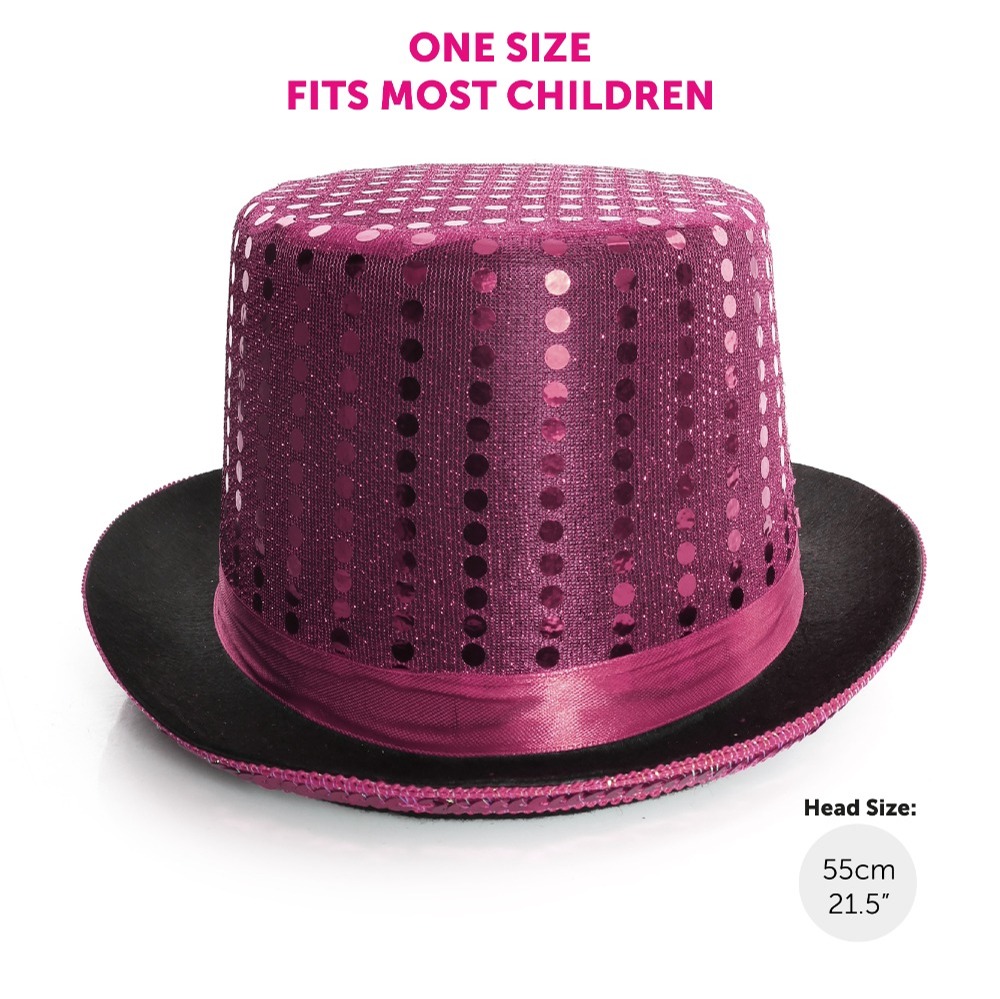 Childs Pink Sequin Top Hat