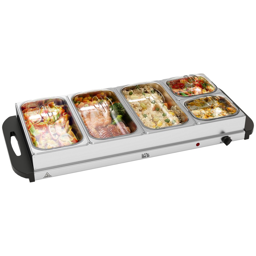 Click to view product details and reviews for Homcom Electric Food Warmer 5 Tray 92l Portable Buffet Server And Warming Tray With Lids Adjustable Temperature Control And Cool Touch Handles 450.