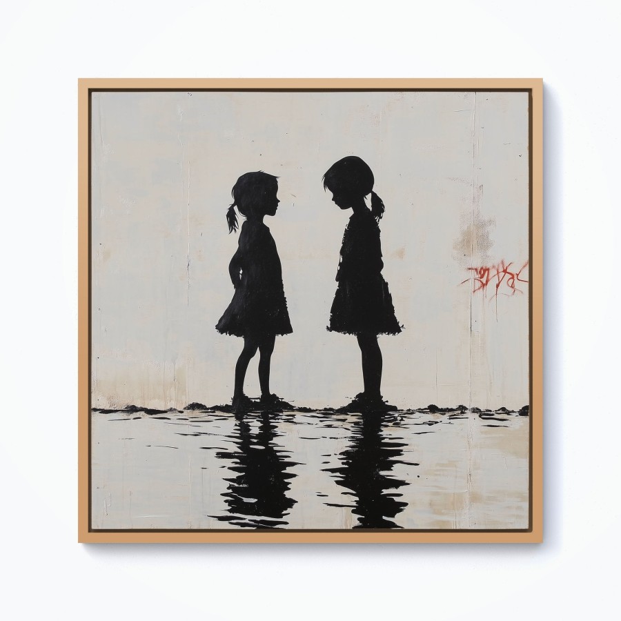 Click to view product details and reviews for Silhouettes In The Rain Framed Canvas 10 X 10 Pine.