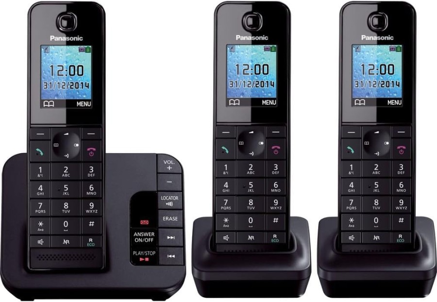 Panasonic KX-TG8183EB Cordless Phone with Answering Machine DECT, Hands Free Functionality, Low Radiation – Box Damaged