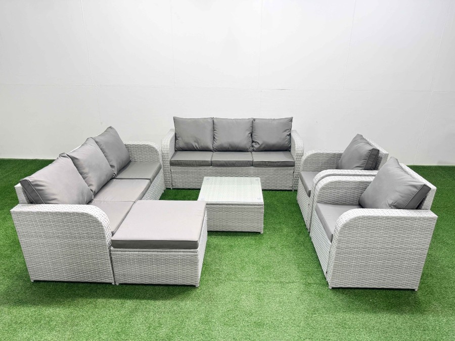 Click to view product details and reviews for Fimous Pe Rattan High Back Lounge Sofa Set Patio Square Coffee Table Chairs Set With 3 Seater Sofa Reclining Chair Big Footstool Light Grey. Click to view product details and reviews for Fimous Pe Rattan High Back Lounge Sofa Set Patio Square Coffee Table Chairs Set With 3 Seater Sofa Reclining Chair Big Footstool Light Grey.