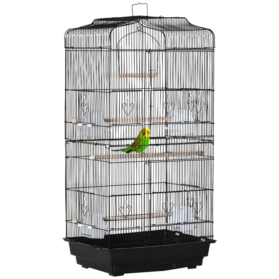 Click to view product details and reviews for Pawhut Bird Cage With Perches Food Bowls Swing Parrot Cage For Budgie Parakeet Small Bird 465 X 355 X 92cm Black.