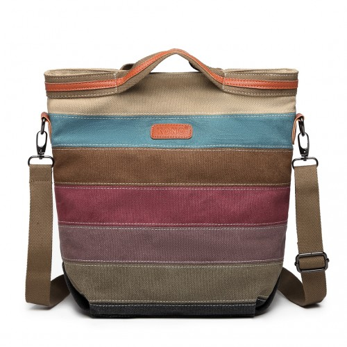Click to view product details and reviews for E1679 Kono Rainbow Canvas Handbag Nappa Patch.