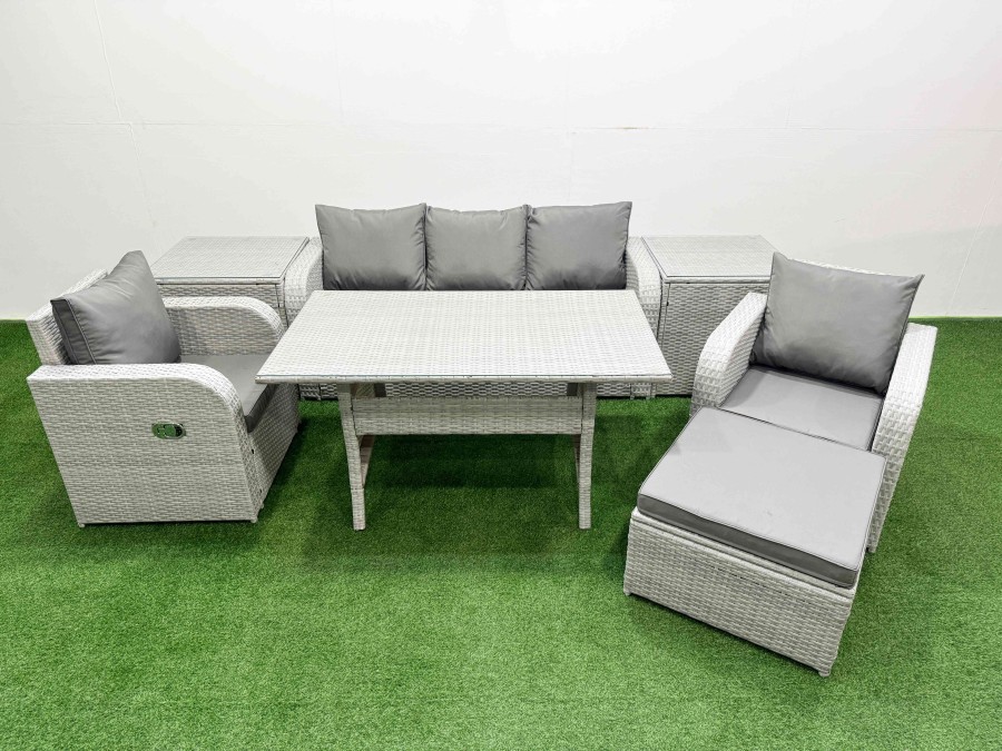 Click to view product details and reviews for Fimous Pe Rattan Garden Furniture Set Reclining Chair Sofa Lounge Sofa Set Rectangular Dining Table 2 Side Table Big Footstool Light Grey. Click to view product details and reviews for Fimous Pe Rattan Garden Furniture Set Reclining Chair Sofa Lounge Sofa Set Rectangular Dining Table 2 Side Table Big Footstool Light Grey.