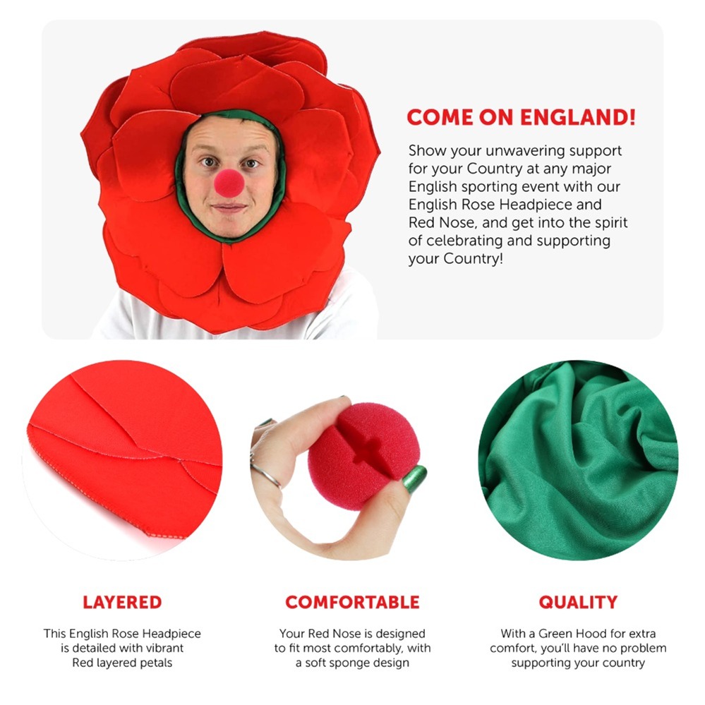 English Rose Hat & Red Nose