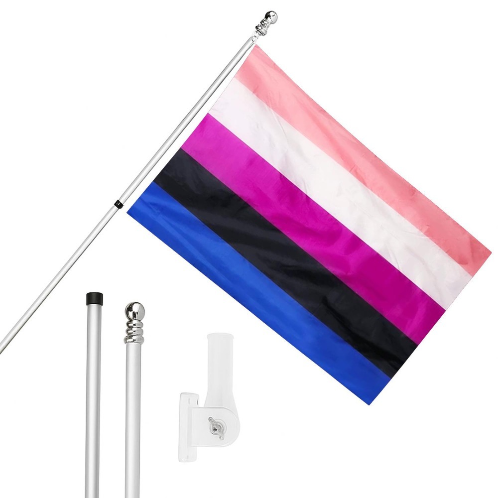 Click to view product details and reviews for Large 5ft X 3ft Gender Fluid Flag With 6ft Pole Wall Bracket.