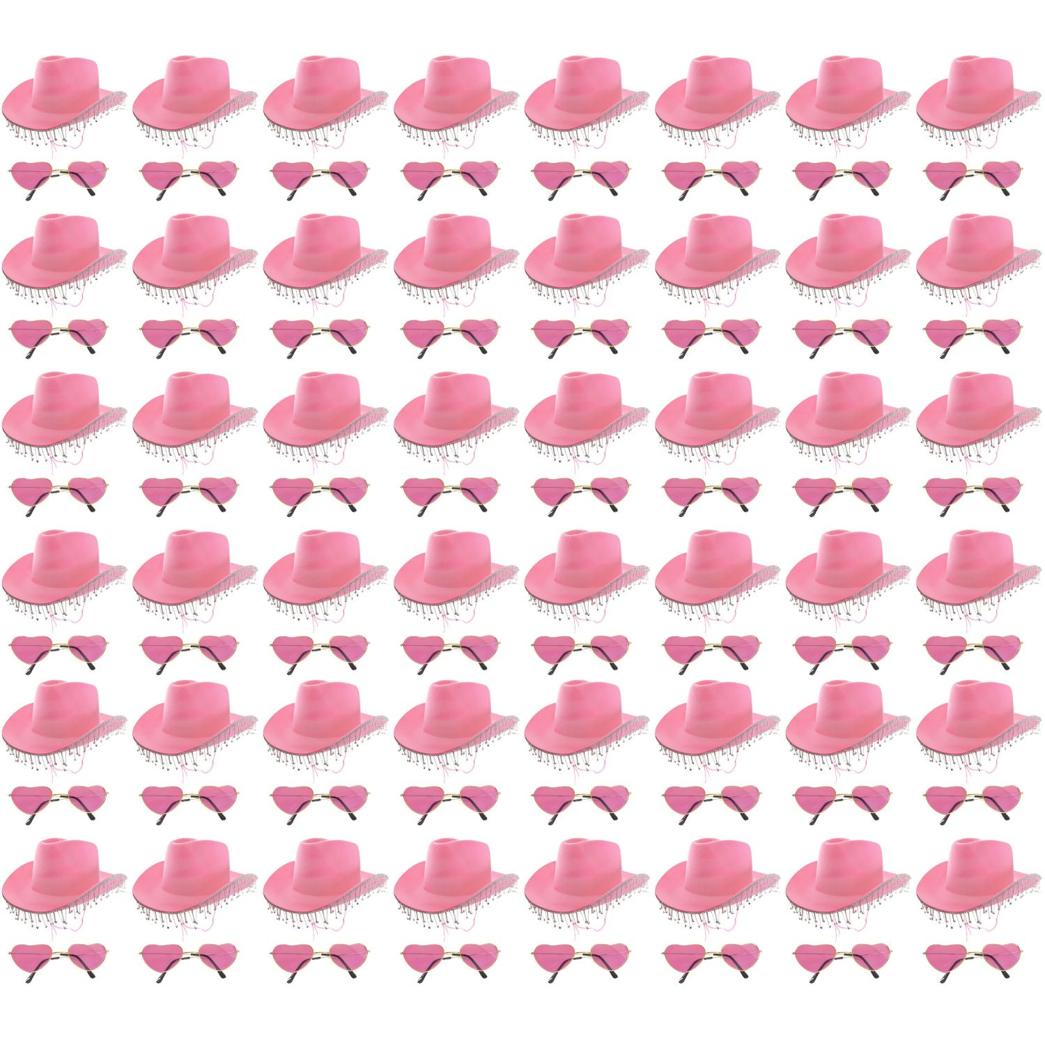 Click to view product details and reviews for Pink Cowboy Hat With Diamantes Pink Heart Glasses Pack Of 48.