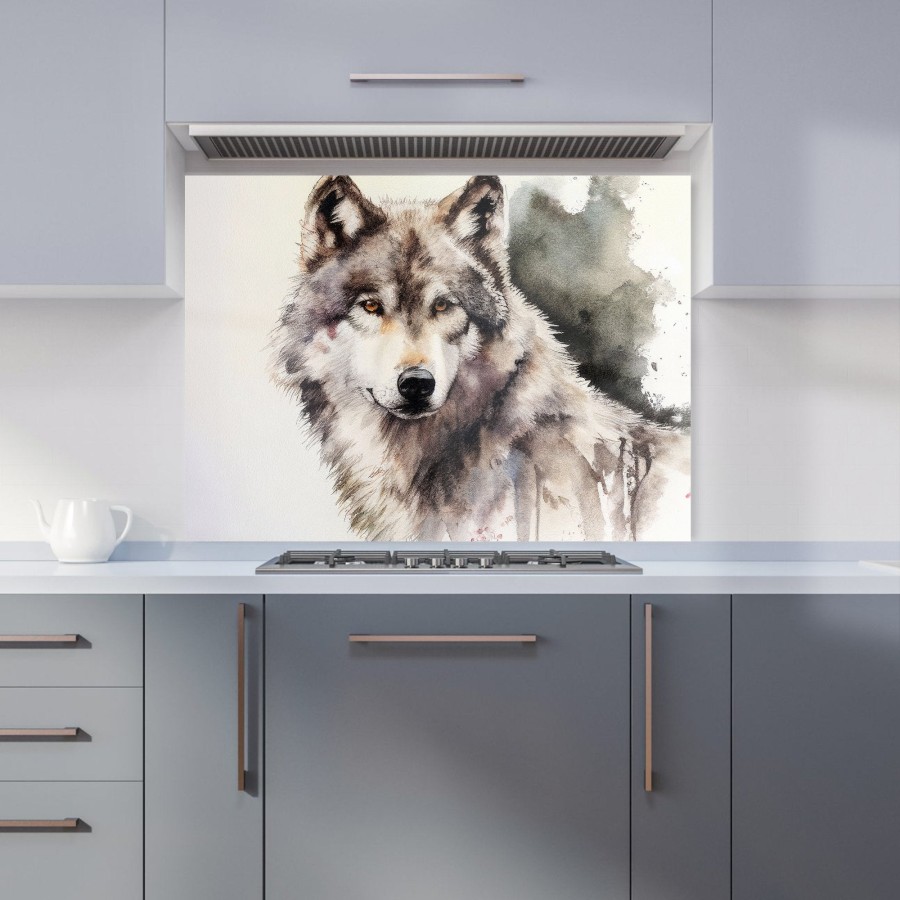 Click to view product details and reviews for Loyal Wolf Watercolour Kitchen Splashback W595mm X H745mm.