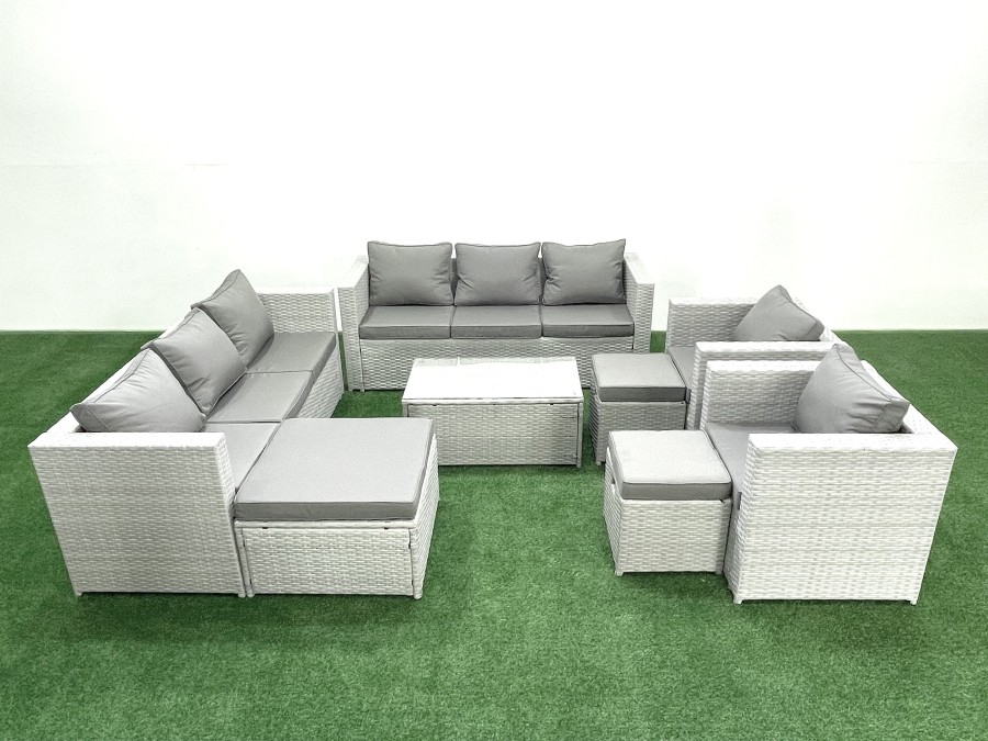 Click to view product details and reviews for Fimous Outdoor Rattan Sofa Garden Furniture Set With 2 Armchairs Oblong Coffee Table 3 Footstools Light Grey Mixed. Click to view product details and reviews for Fimous Outdoor Rattan Sofa Garden Furniture Set With 2 Armchairs Oblong Coffee Table 3 Footstools Light Grey Mixed.