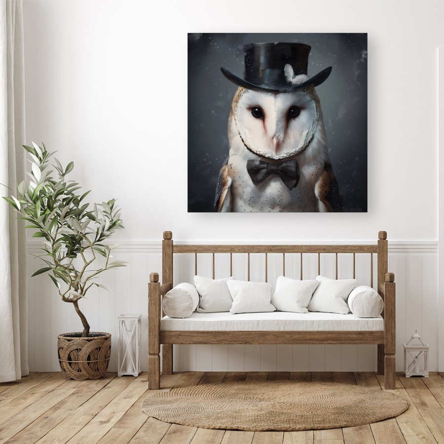 Click to view product details and reviews for Owl In A Top Hat Canvas Large 30 X 30.