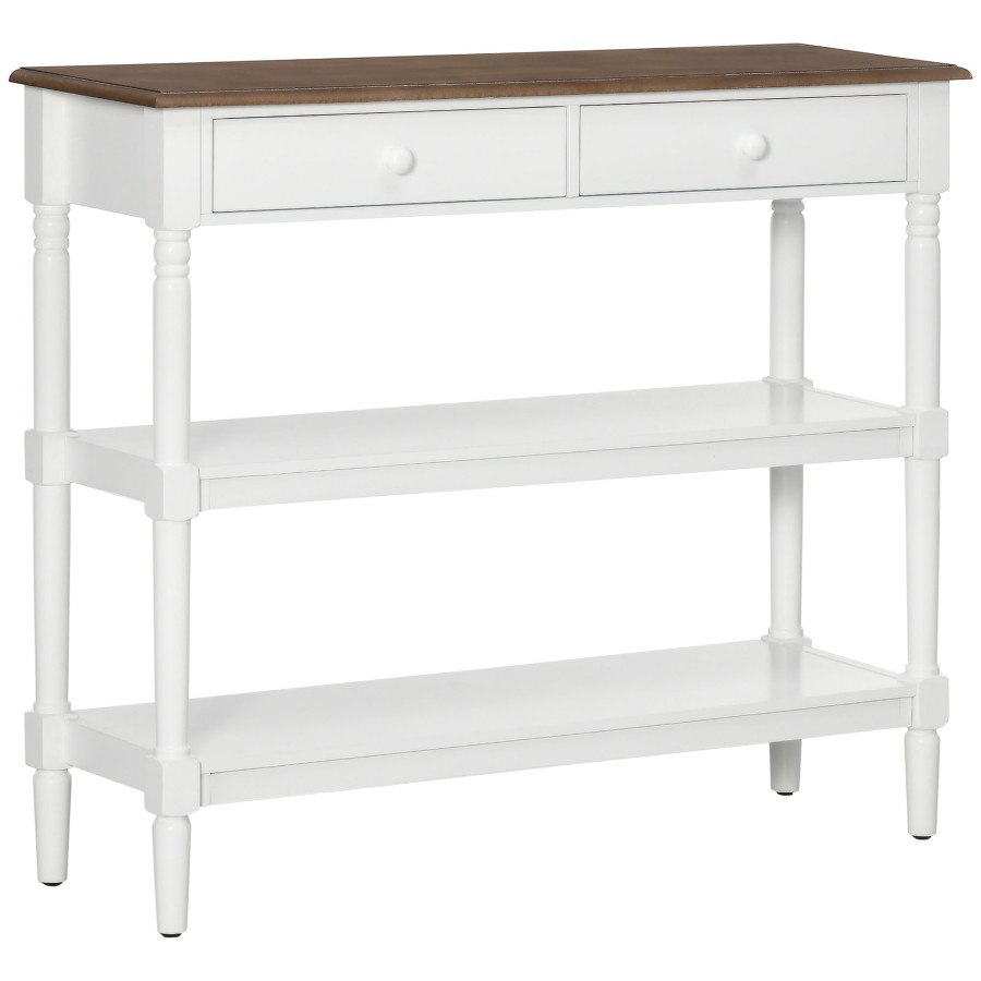 Click to view product details and reviews for Homcom Console Table With Storage Shelves And Drawers For Living Room Entryway.