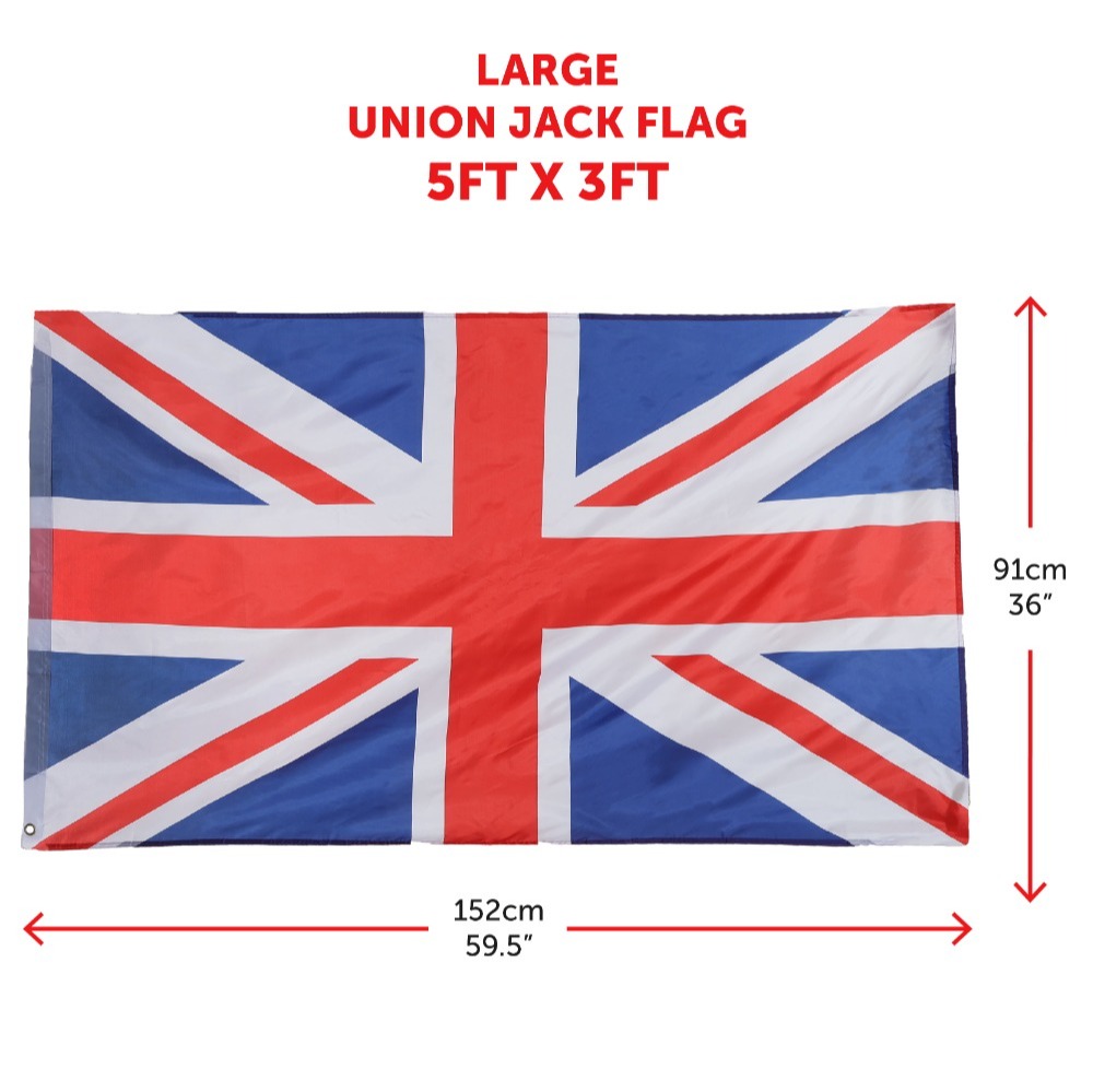 x10 Large Union Jack Flags King's Coronation Flags 5ft x 3ft