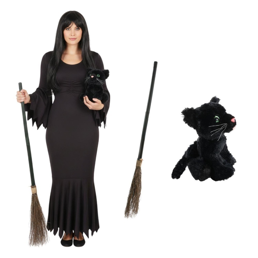 Click to view product details and reviews for Ladies Hooky Witch Costume 3 Pcs Dress Broom Cat Toy Large.