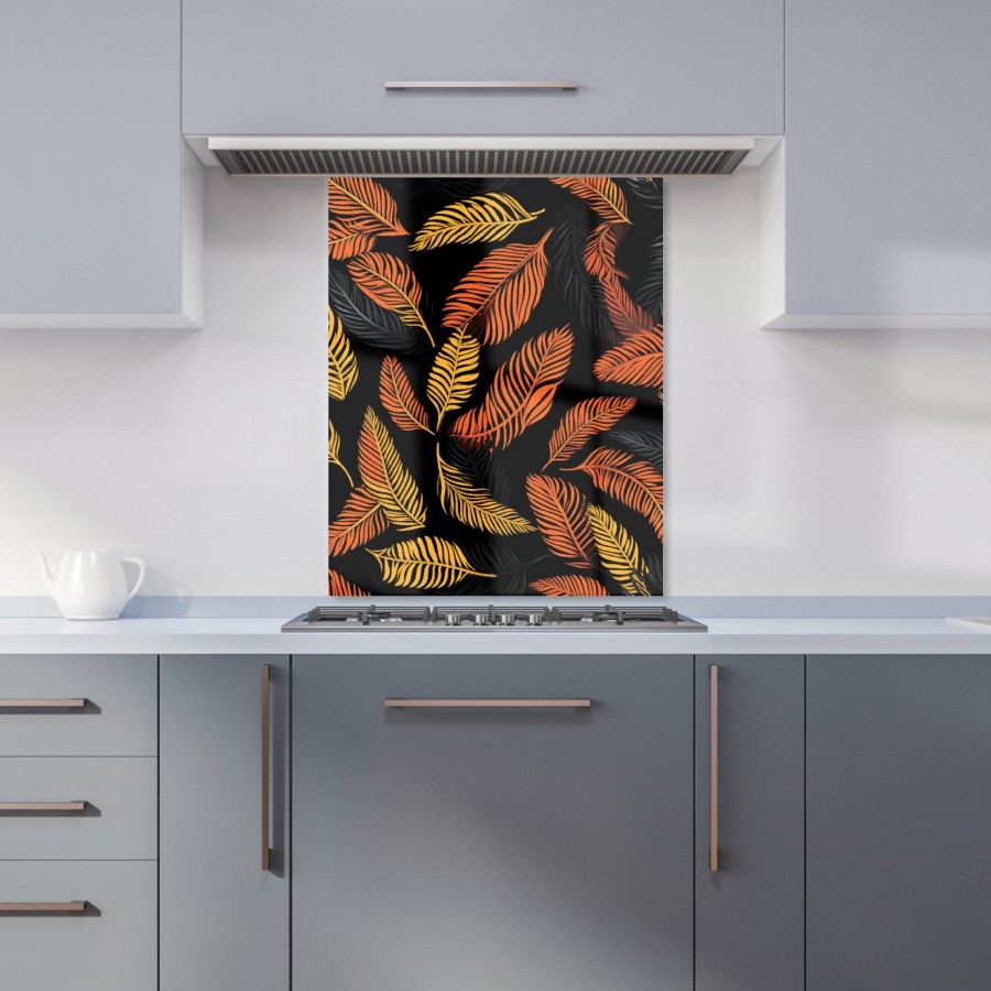 Click to view product details and reviews for Orange Feather Leaves Kitchen Splashback W600mm X H750mm.