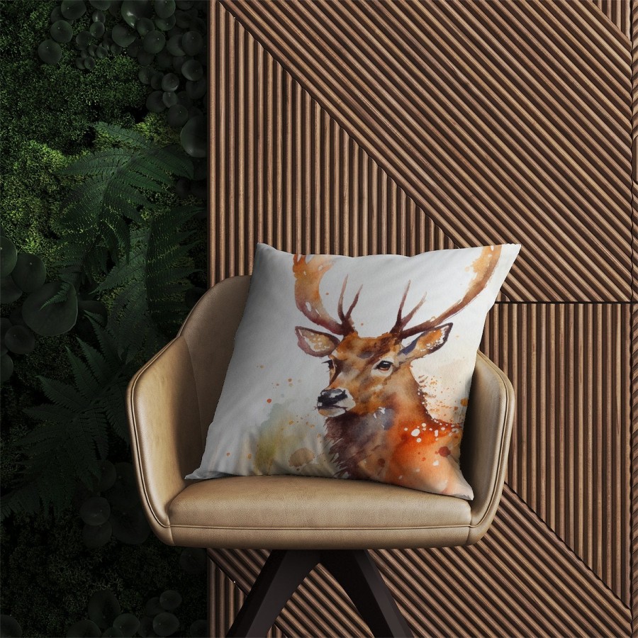 Click to view product details and reviews for Majestic Stag Watercolour Outdoor Cushion 60cm X 60cm.