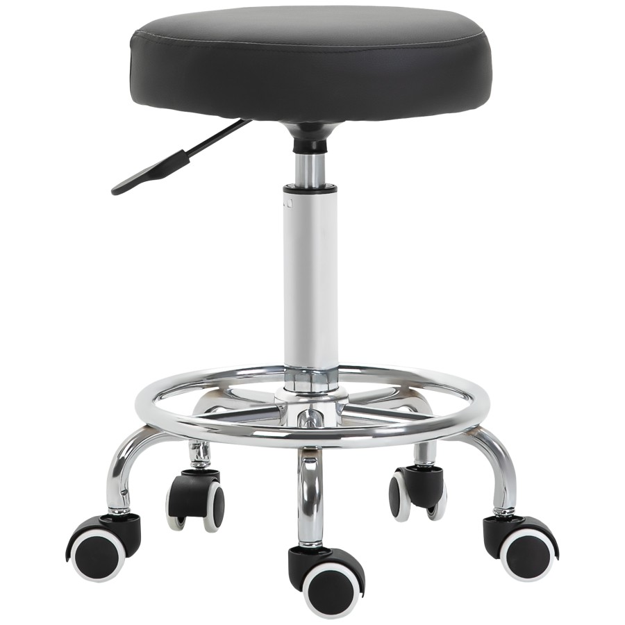 Click to view product details and reviews for Vinsetto Round Pu Leather Salon Beautician Stool Adjustable Height W Footrest.