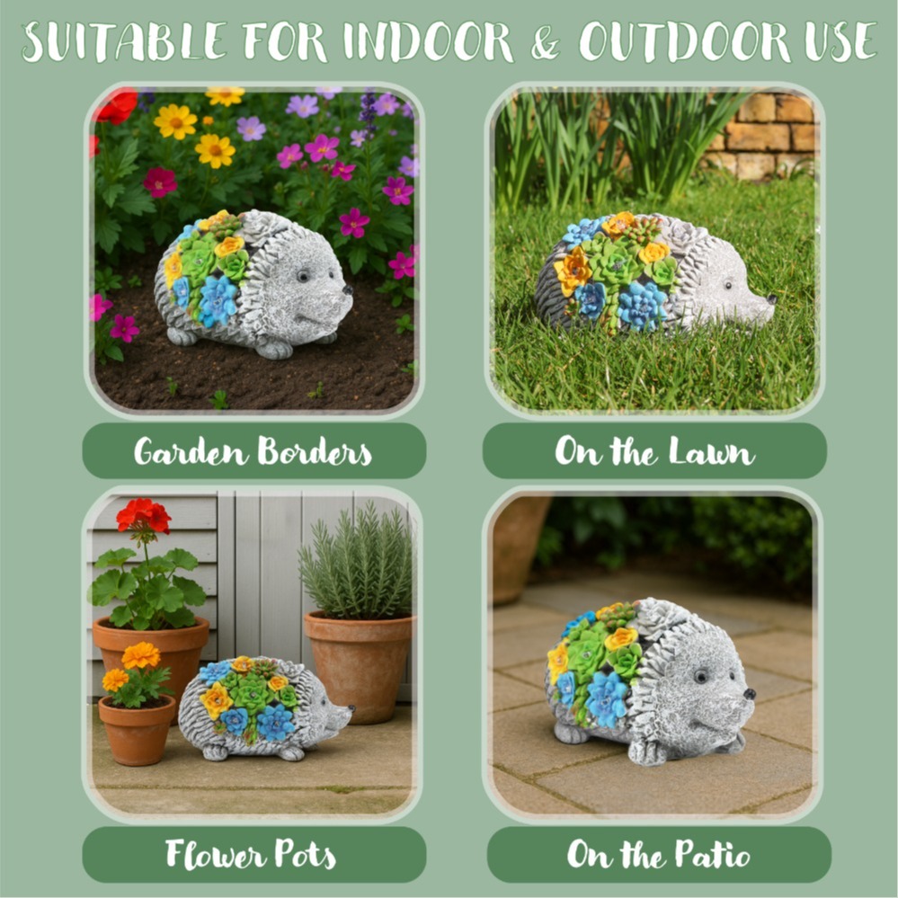 Solar Hedgehog Statue (12x23x12cm)
