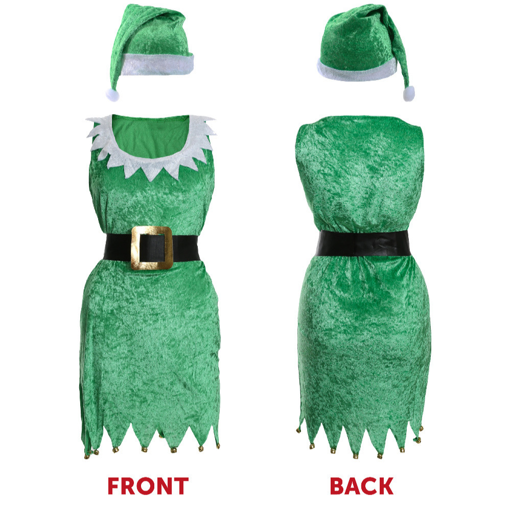 Santa Christmas Pick Me Up Costume with Women's Green Elf Costume