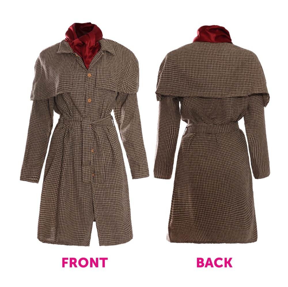 Ladies Detective Costume with Magnifying Glass & Pipe