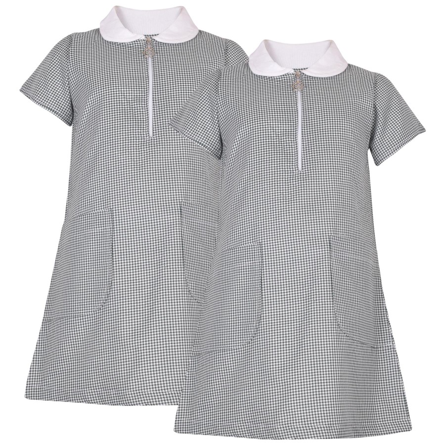 Click to view product details and reviews for Girls Gingham 2 Pack School Dress Check Zip Up Summer Dresses With Scrunchies 8 9 Years Green.