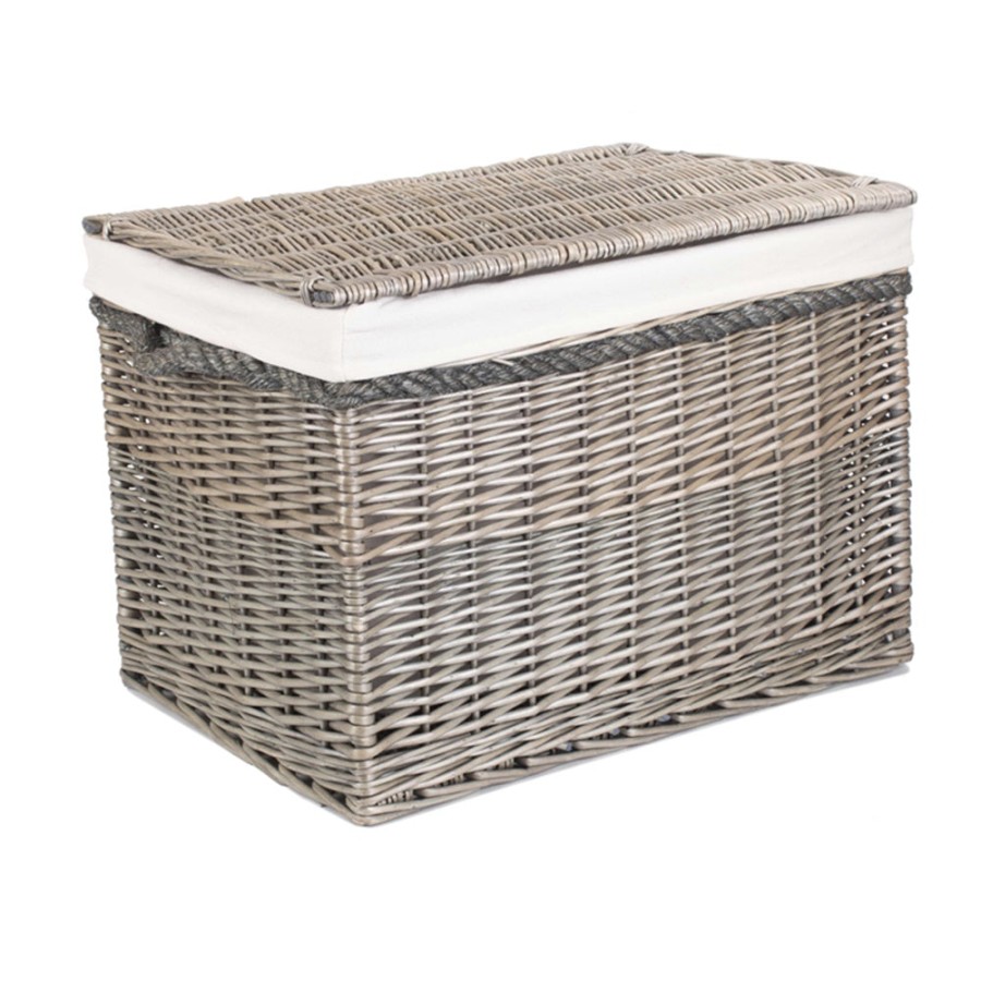 Red Hamper 58Cm Antique Wash Wicker Storage Basket - Lined