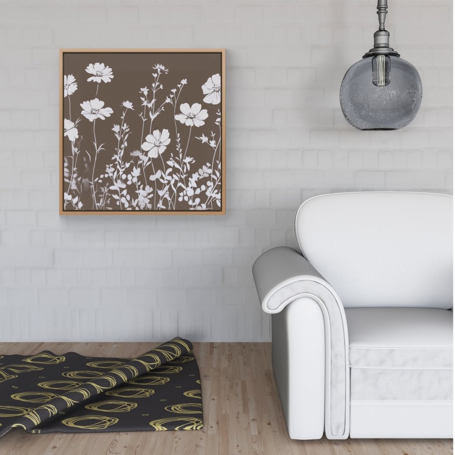 Click to view product details and reviews for Taupe And White Floral Silhouette Framed Canvas 16 X 16 Pine.