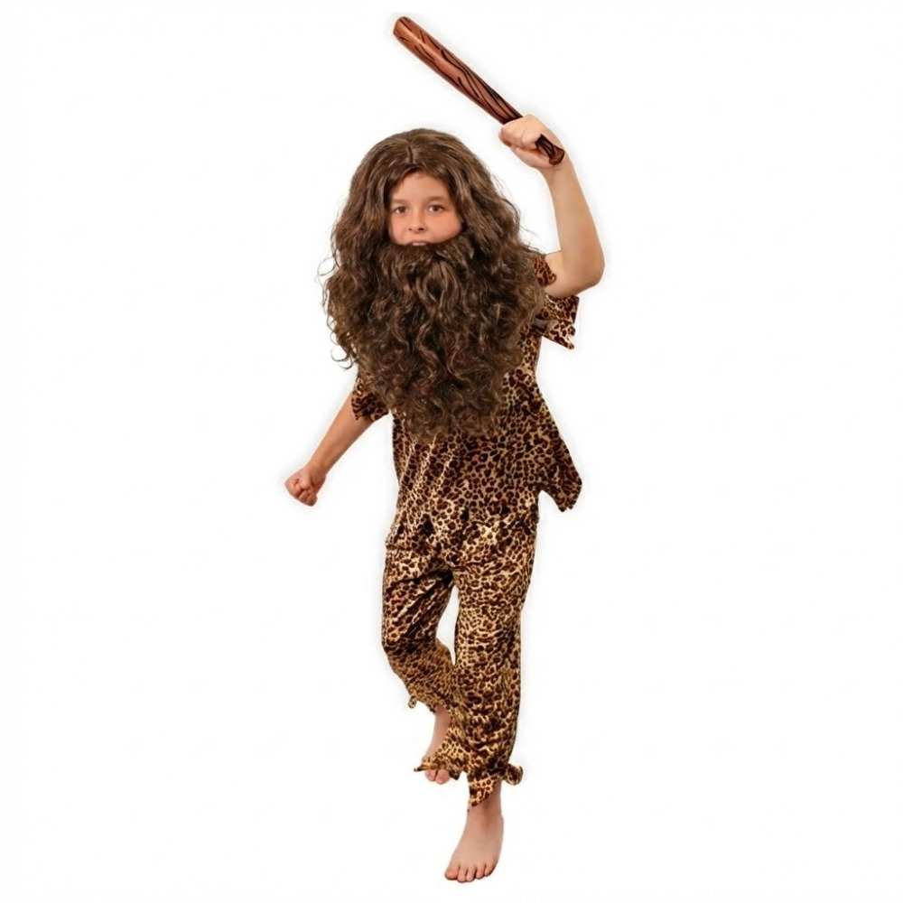 Click to view product details and reviews for Kids Cave Dweller Costume 5 Pcs Top Bottoms Inflatable Club Wig Beard L.