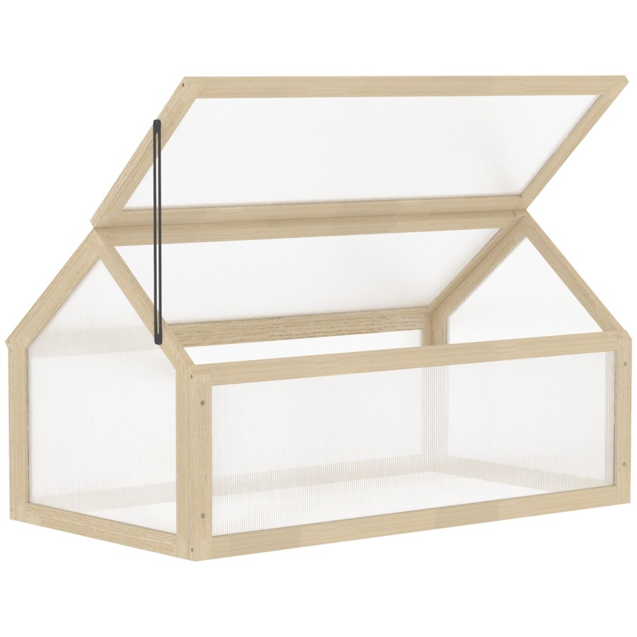 Click to view product details and reviews for Outsunny Wooden Cold Frame Garden Polycarbonate Greenhouse With Openable Top Cover Grow House For Flowers Vegetables Plants 90 X 52 X 50cm Natura.