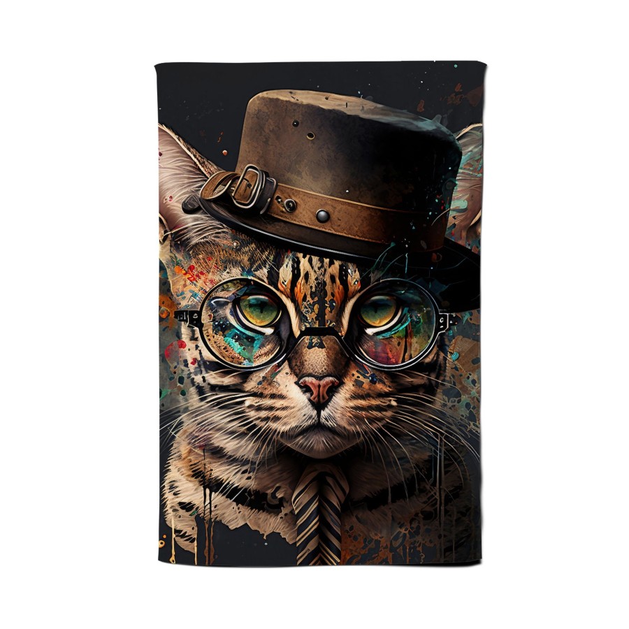 Click to view product details and reviews for Bengal Cat With Glasses Splashart Tea Towel.