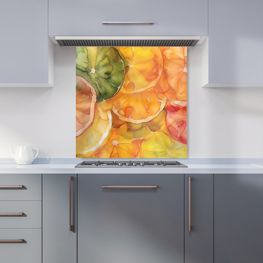 Click to view product details and reviews for Citrus Swirl Vibrant And Abstract Kitchen Splashback W600mm X H600mm.
