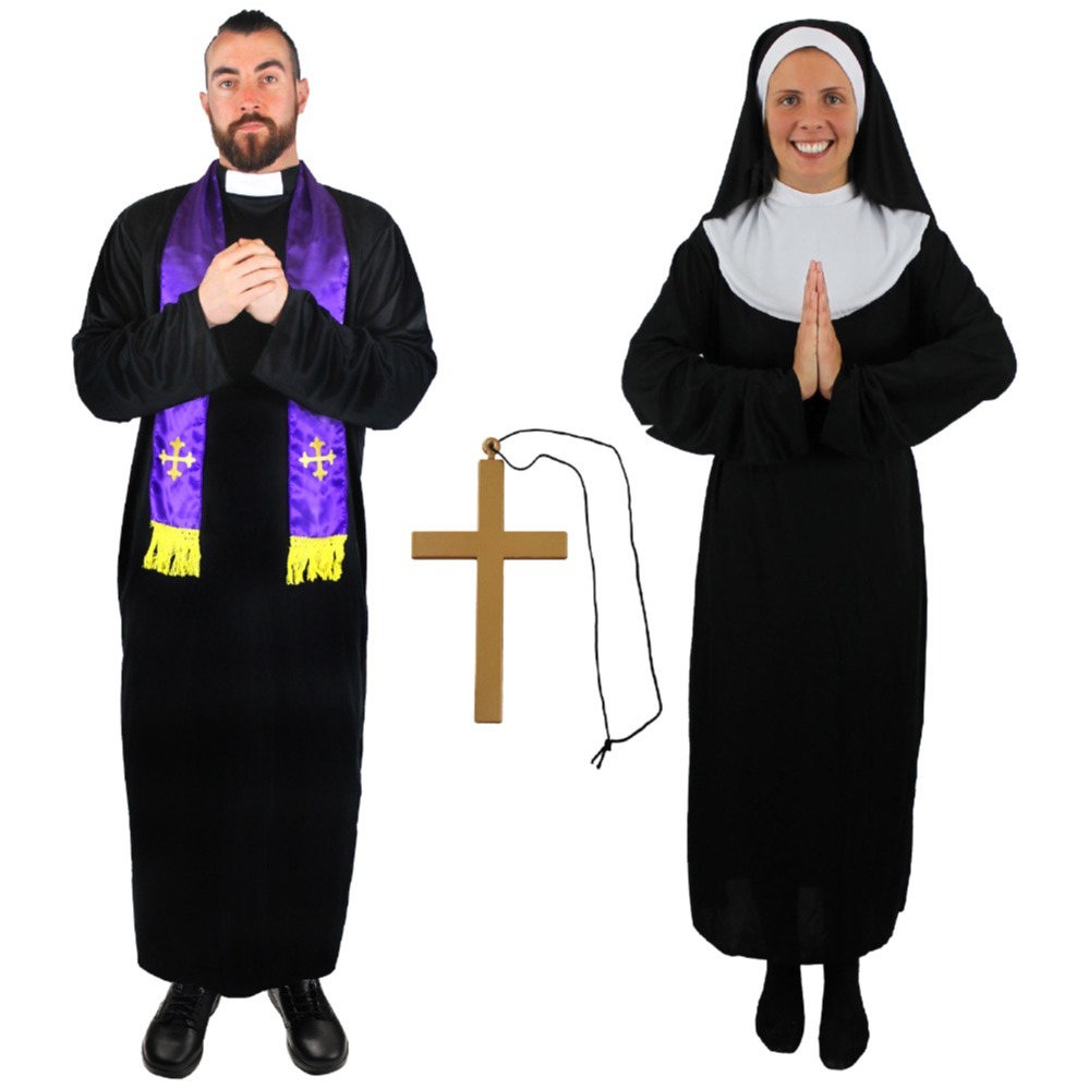 Click to view product details and reviews for Adults Priest Nun Couples Costume With Cross Necklace Xlarge Xlarge.