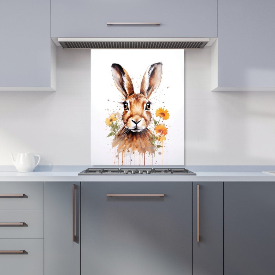 Click to view product details and reviews for Watercolour Hare And Daisies Kitchen Splashback W600mm X H750mm.