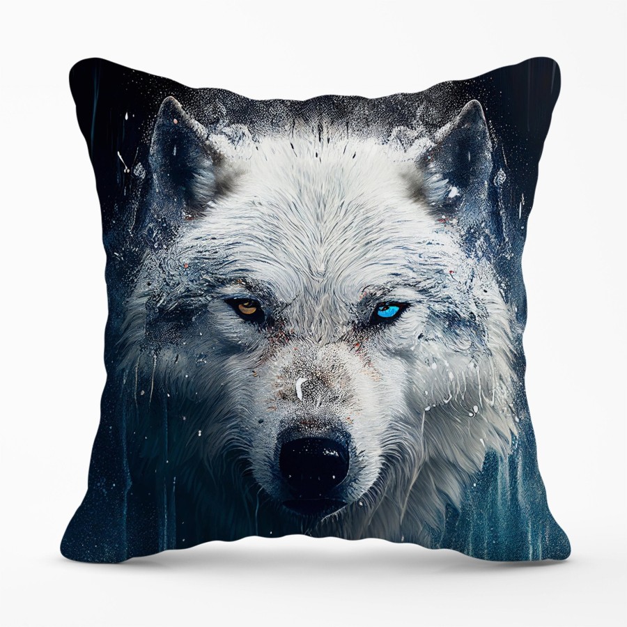 White Wolf Face Splashart Cushions