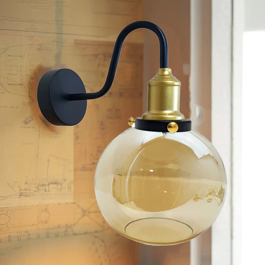 Click to view product details and reviews for Globe Amber Glass Lampshade Retro Industrial Glass Wall Light Replacement Shades1773.