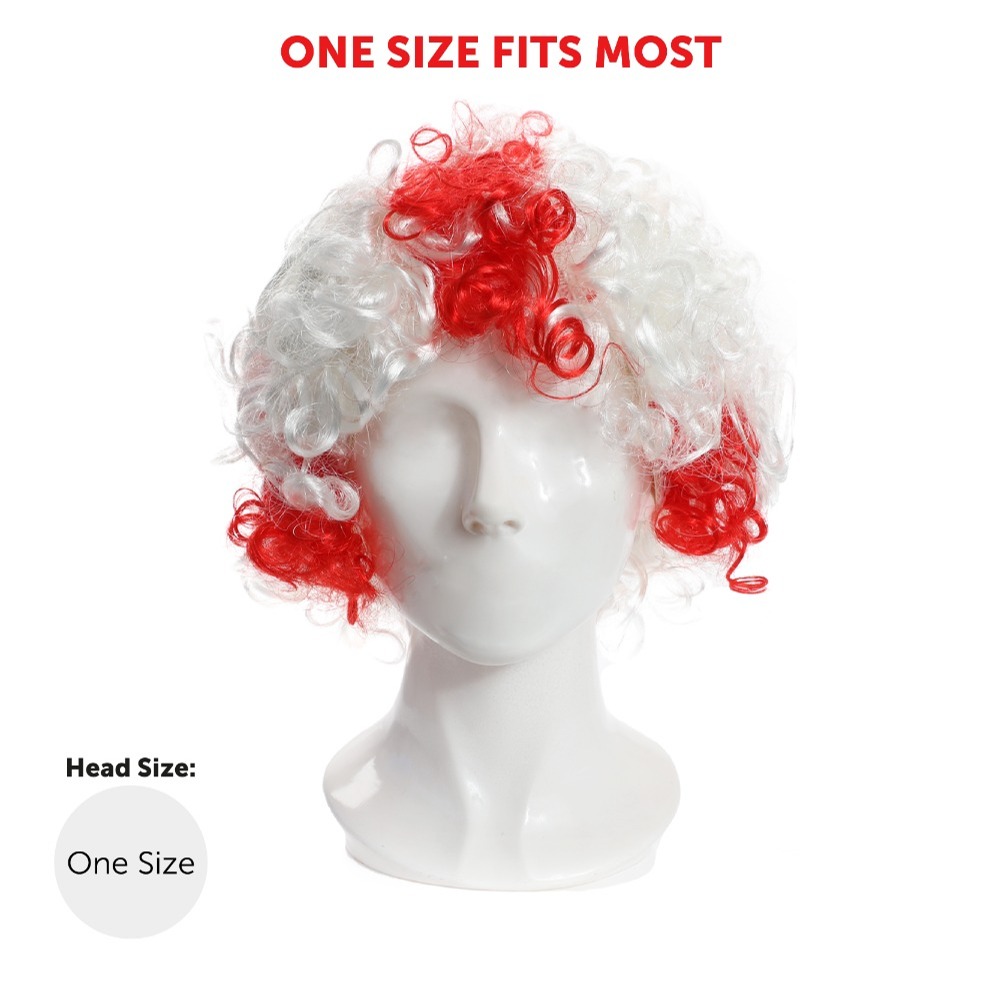 England Supporters Afro Wig & Red and White Face Paint