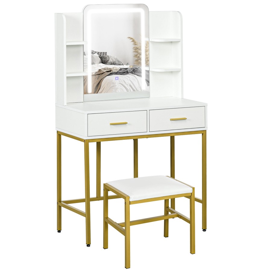 Click to view product details and reviews for Vanity Table With Mirror Stool Led Lights White. Click to view product details and reviews for Vanity Table With Mirror Stool Led Lights White.