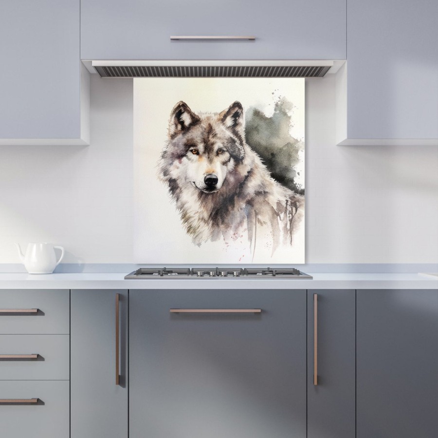 Click to view product details and reviews for Loyal Wolf Watercolour Kitchen Splashback W600mm X H650mm.