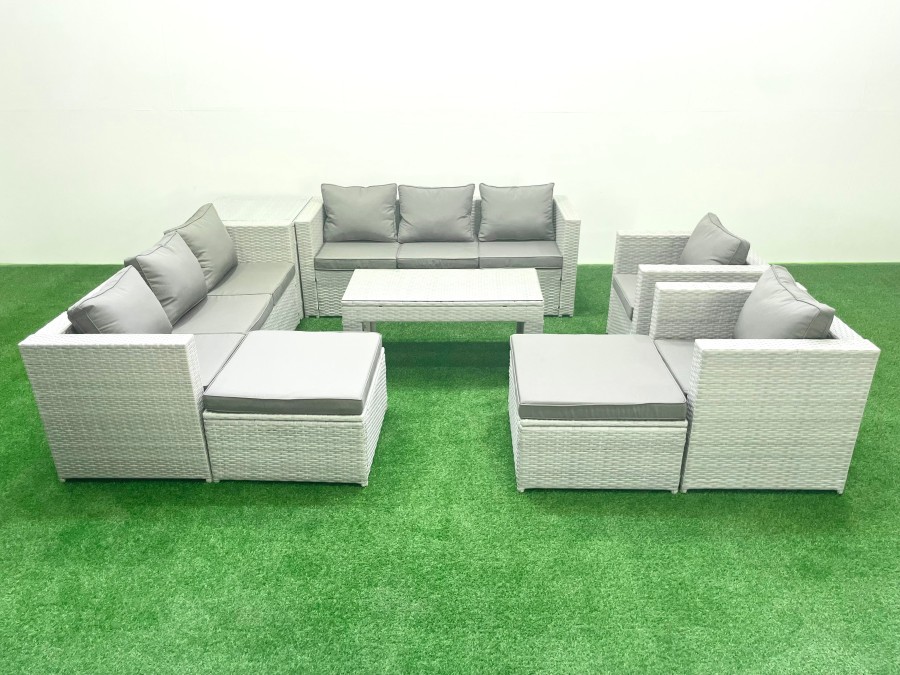 Click to view product details and reviews for Fimous Outdoor Garden Furniture Rattan Sofa Set With 2 Armchairs Oblong Coffee Table 2 Big Footstools Side Table Light Grey Mixed. Click to view product details and reviews for Fimous Outdoor Garden Furniture Rattan Sofa Set With 2 Armchairs Oblong Coffee Table 2 Big Footstools Side Table Light Grey Mixed.