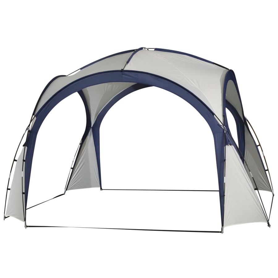3.5 x 3.5M Camping Gazebo, Outdoor Event Shelter Dome Tent Garden Sun Shelter Patio Spire Arc Pavilion Camp Sun Shade, Cream and Blue | Outsunny