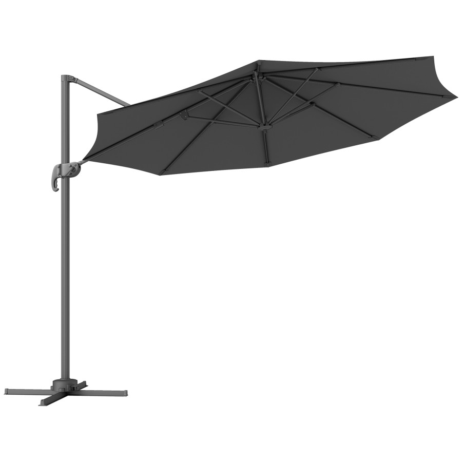 Outsunny 3 x 3(m) Cantilever Parasol Garden Umbrella with Cross Base Black