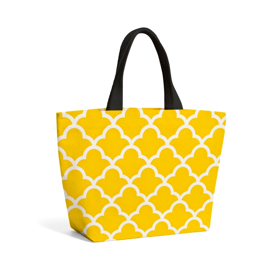 Click to view product details and reviews for Geometric Yellow Quatrefoil Wave Beach Shopper Tote Bag.