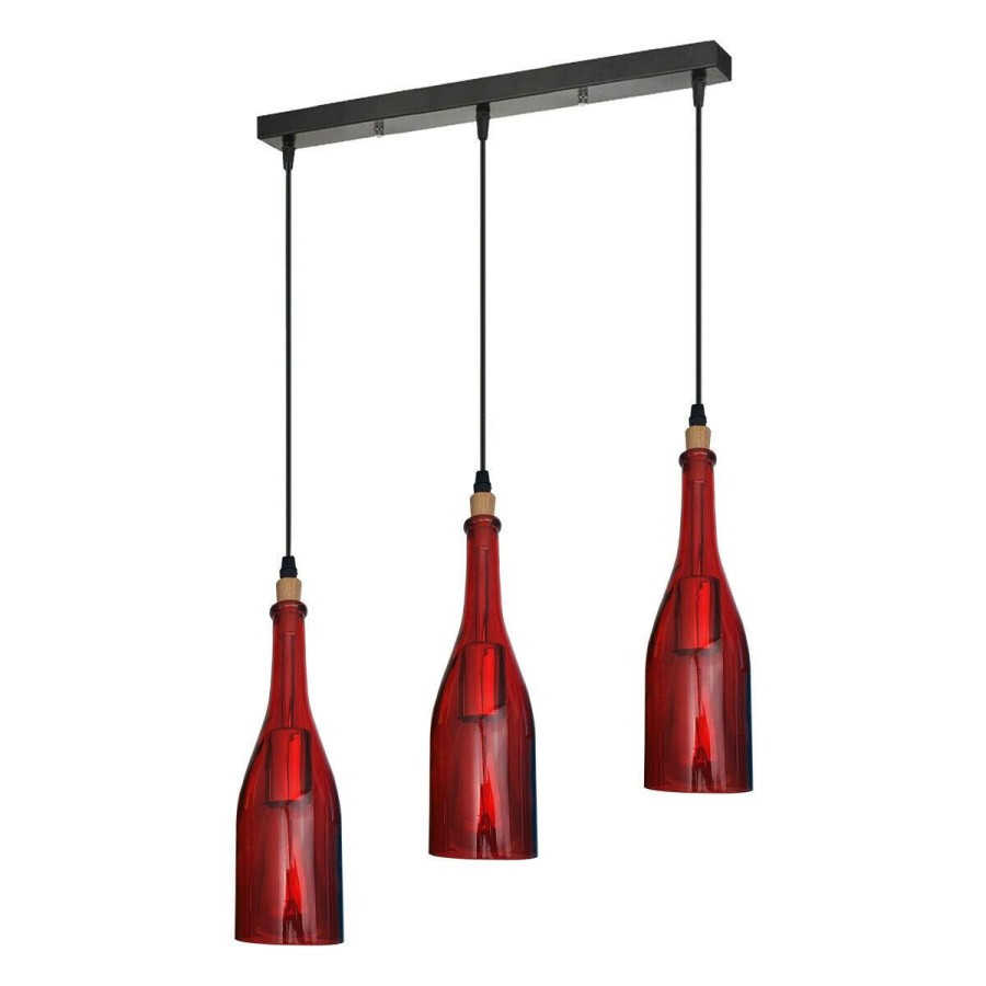 Click to view product details and reviews for Industrial Ceiling Pendant Light 3wine Bottle Cluster Glass Lampshade1345 Black Red.