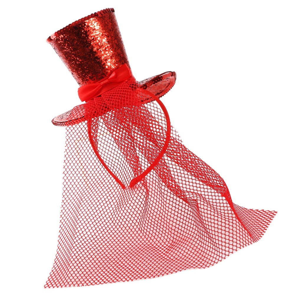 Mini Red Glitter Fascinator Top Hat