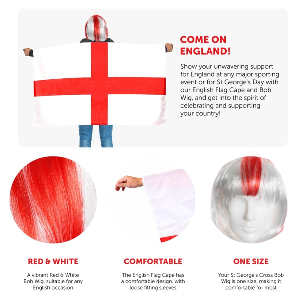 England Bob Wig & Flag Cape