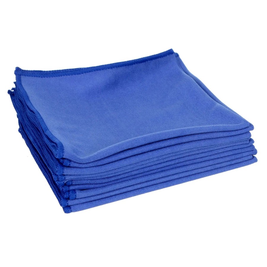 Click to view product details and reviews for Pack Of 10 Micro Pro Microfibre Glass Cloths Windows Mirrors Blue Square 40cm.