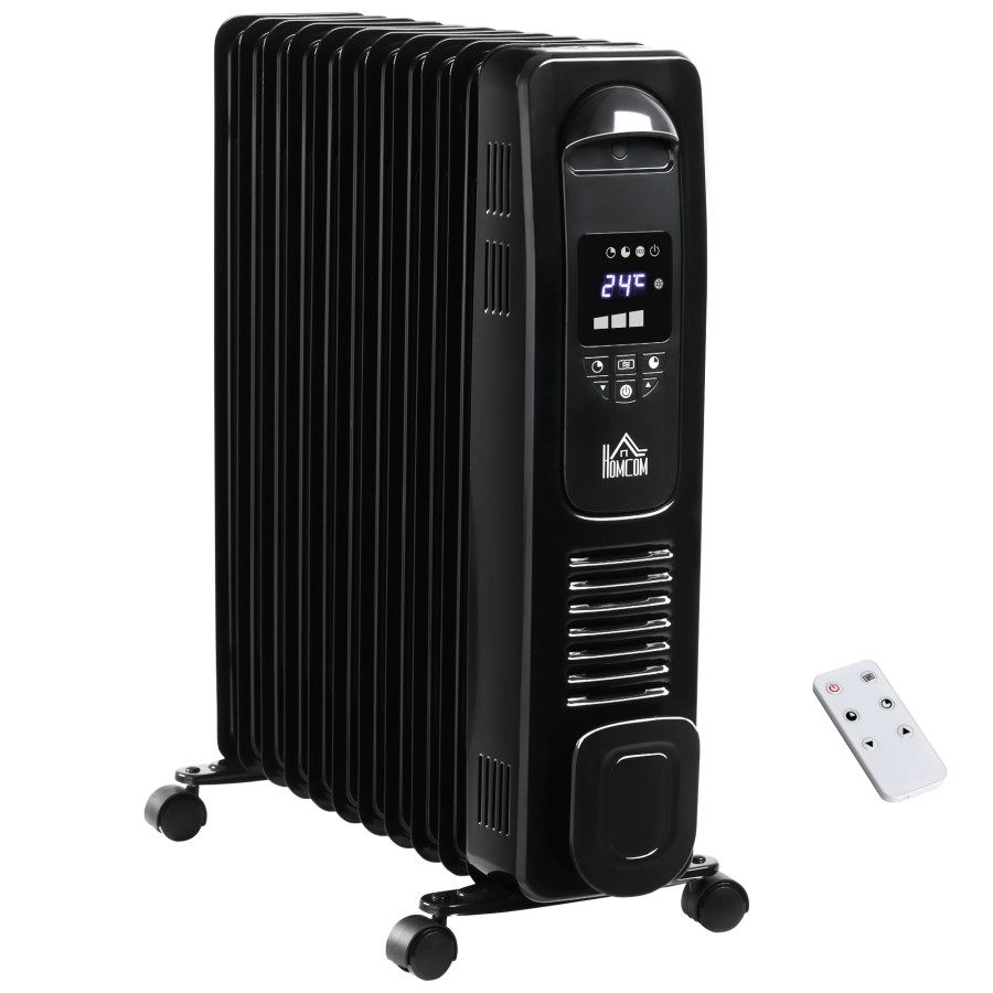 Click to view product details and reviews for Homcom 2720w Digital Oil Filled Radiator 11 Fin Portable Electric Heater With Led Display Built In Timer 3 Heat Settings Safety Cut Off And Remot.